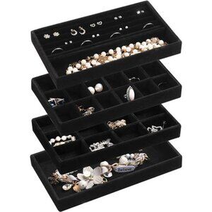 Jewelry Organizer Tray,Stackable Velvet Jewelry Trays,Drawer Inserts Earring